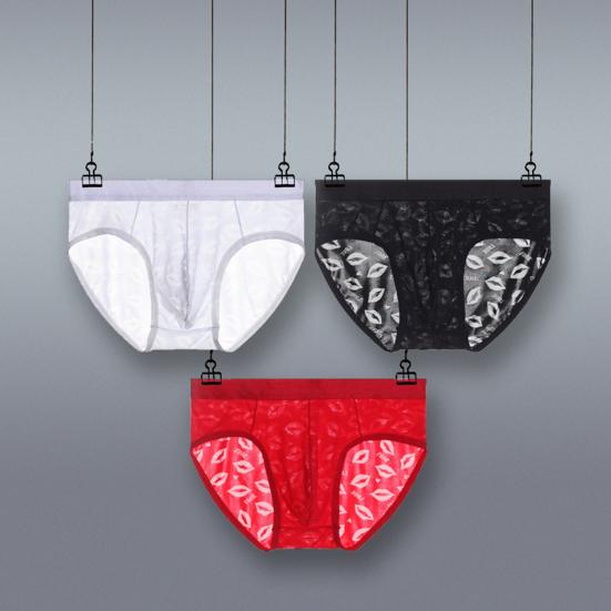 Men Briefs Thin Low Waist Breathable U Convex Solid Color Anti-septic Underwear Elastic