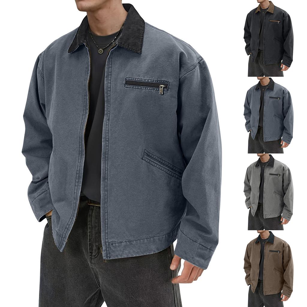 Men's Solid Color Camouflage Outdoor Sports Jacket Men's Pocket Button Casual Jacket