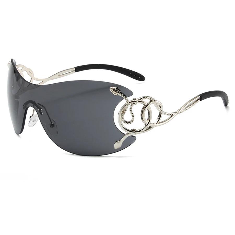 Y2k Rimless Sunglasses Women Stylish Gradient Lens Outdoor Shades Trendy Luxury Brand Design Metal Frame Eyewear Goggle