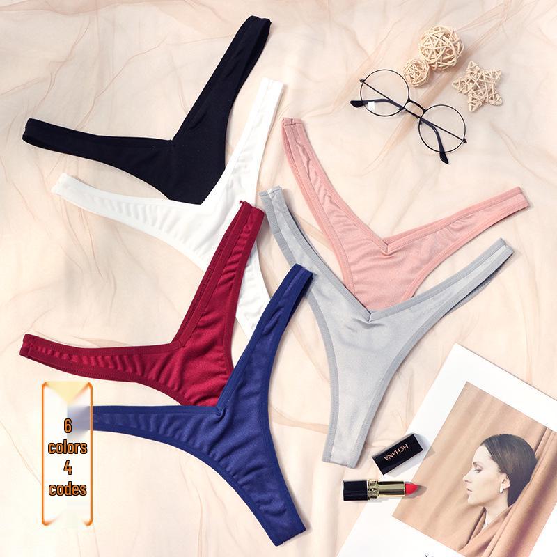 T1885 Women's Sexy Low-Rise Antibacterial Cotton Thong Panties - New 2022 European & American Triangle Design