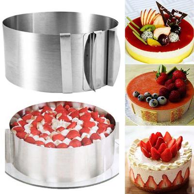 6-12 Polegada anel de bolo ajustável de aço inoxidável anel de cozimento molde de bolo reutilizável ferramenta de cozimento de molde de bolo de grau alimentício