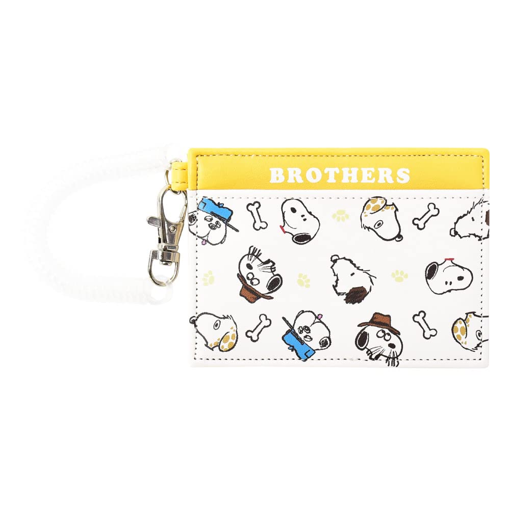 

Pass commuter pass card 2 synthetic PU with coil Brother Face [Snoopy] case, holder, case, cards, leather, leather, mini, small, chain, simple, 0096,