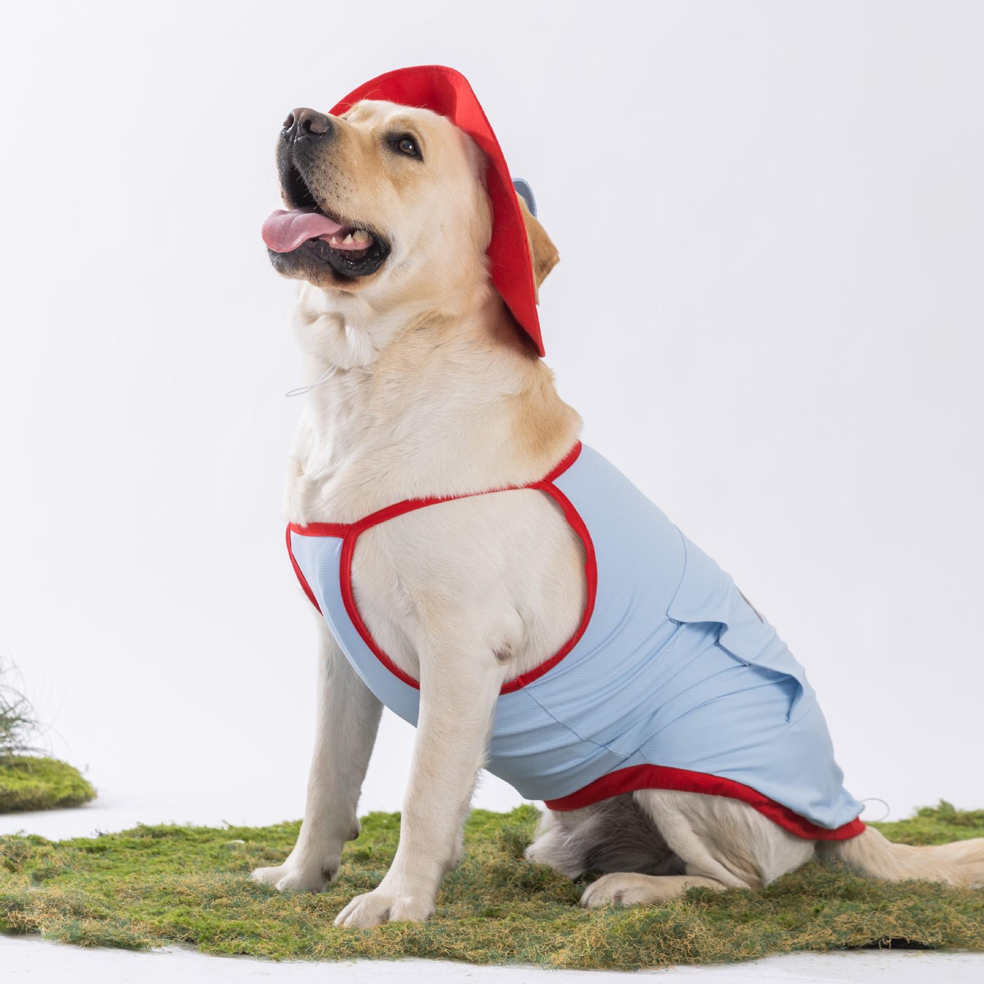 

New large dog big dog suspender sun hat vest spring and summer thin cooling cool clothes pet dog clothes 3XL recommended weight 20-15kg бонді синього кольору