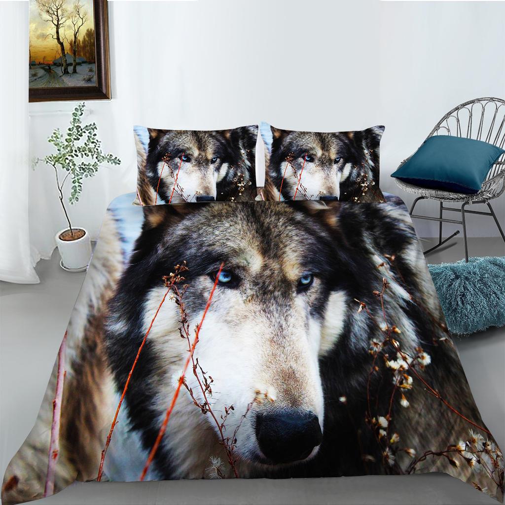 Polyester Bettwäsche Zwei- oder Dreiteilig Digitaldruck Wolf Serie
