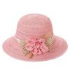 Women Fashion Wide Brim Straw Hat Sun Protection Foldable Sunscreen Beach Hat Leisure Bow Flowers Sun Hat Women