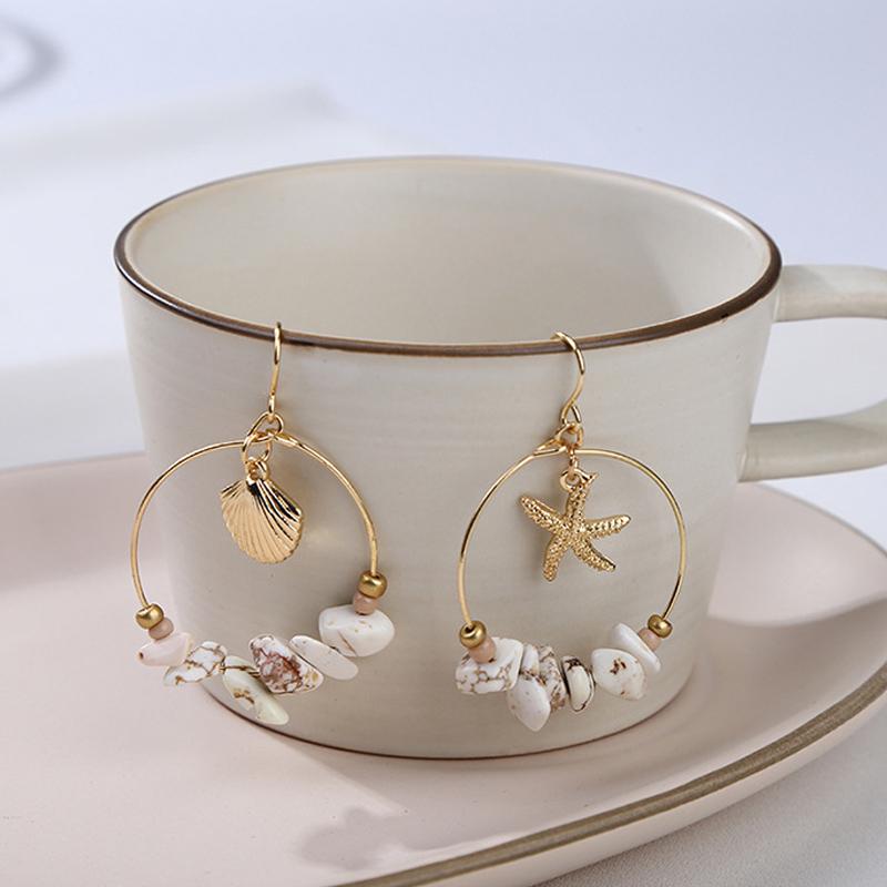 Buy Best Dangle Errings Starfish Drop Women Sea Shell Circle Stone ...