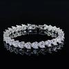 New Luxury Heart Silver Color Bracelet Bangle for Women Wedding Bride On Hand Gift Valentine's Day Gift Jewelry S7982