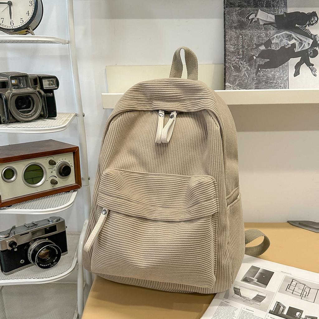 Schulranzen Corduroy Rucksack Einfacher Rucksack mit großem Fassungsvermögen Koreanische Version Tägliche Pendler Rucksack Damen Mori Mehrzweck Reise Schultasche
