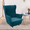 Thicken Velvet Wing Chair Cover Stretch Spandex Armchair Covers Warm Relax Sofa Cover Couch Slipcovers With Seat Cushion Covers