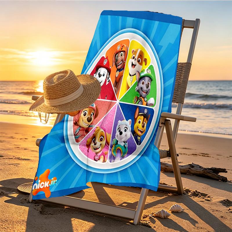PAW Patrol Print Beach Towel Design, Soft, Lightweight. for Home Bathroom, Spa, Pool, Yoga, Surfing, Camping, Gift for Family, Friend