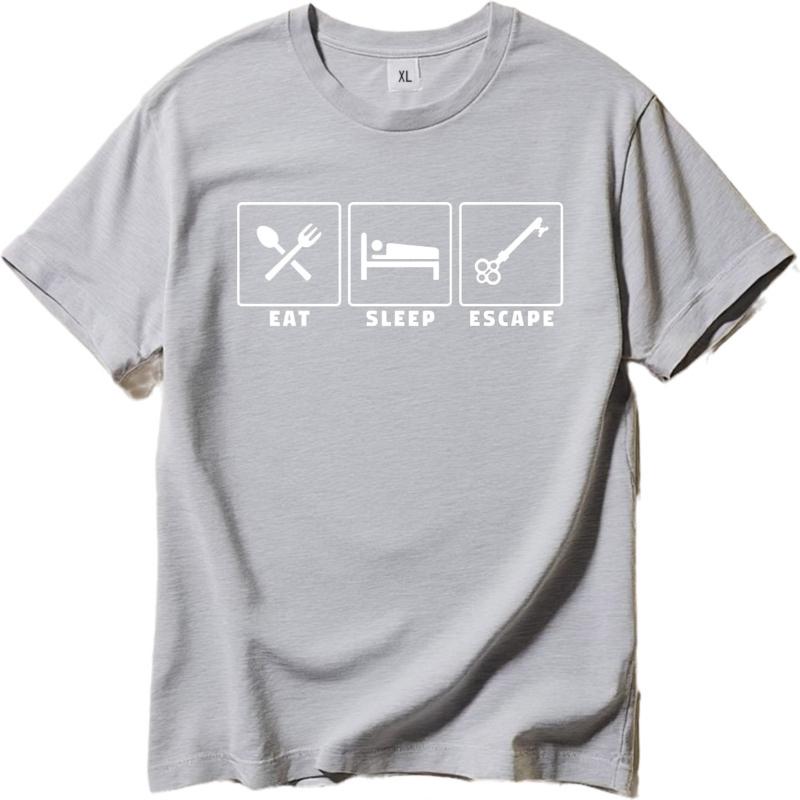 Men Cotton Tshirt Unisex Summer Man Tshirt Eat Sleep Escape Short Sleeve Solid Color Round Neck Tops Brand T Shirt for Man