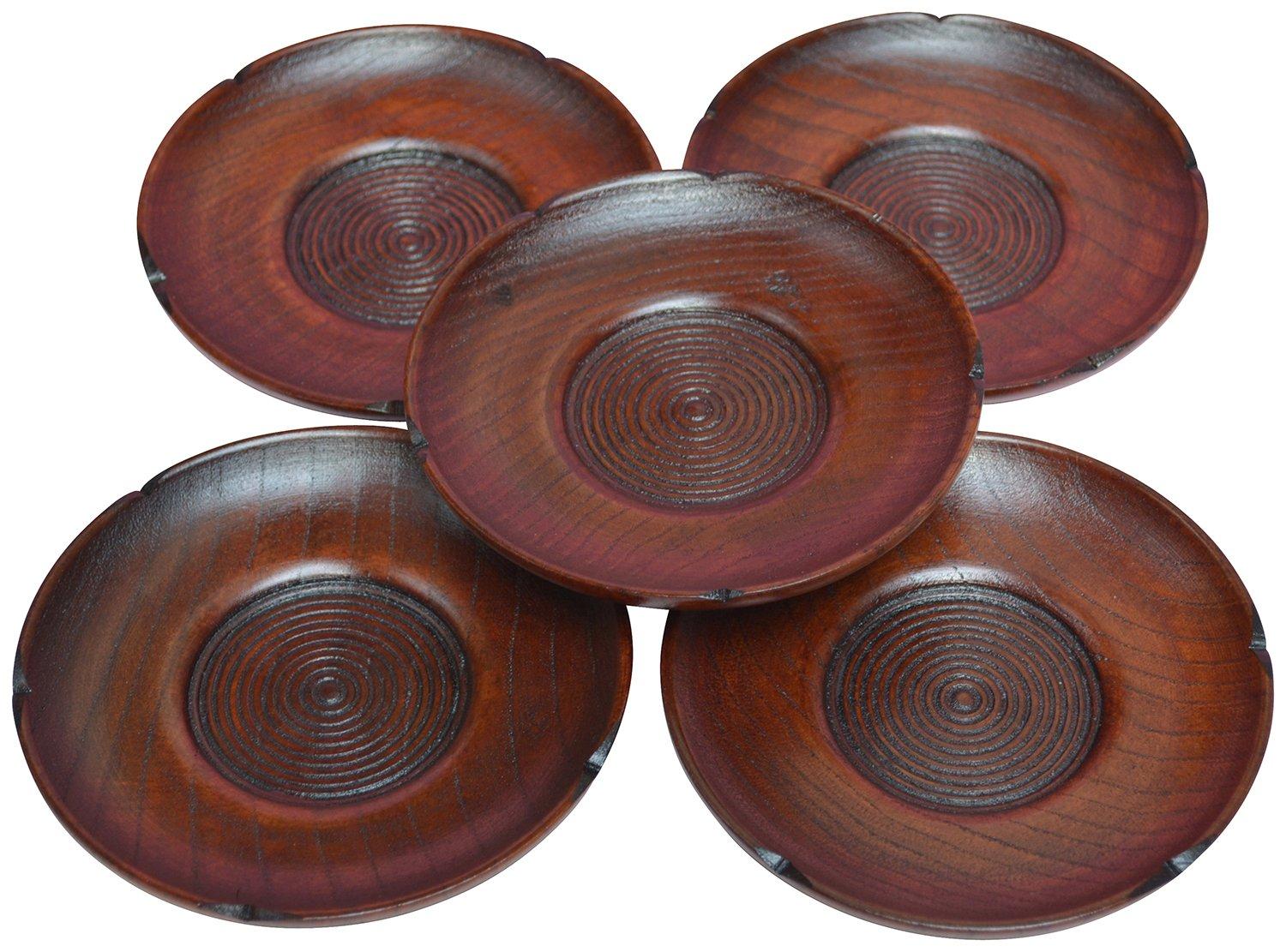 Tsunoda Seibei Shoten Spring and Autumn Wooden Tea Size Set of Trays, 4.0, 5, TKC10-5(5)
