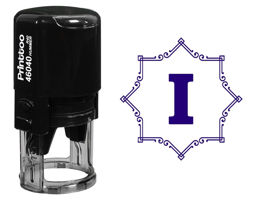 Printtoo Office Stationary R-40 Octagon Celtic Swirl Frame I Alphabet Monogram Initial Self Inking Rubber