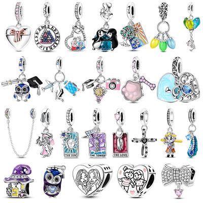 Kupfer Tarot Anhänger Perlen Eingesetztes Zirkonium Cz Pavé Eule Pinguin Abschluss Dangle Passend für Armreif DIY Schmuck