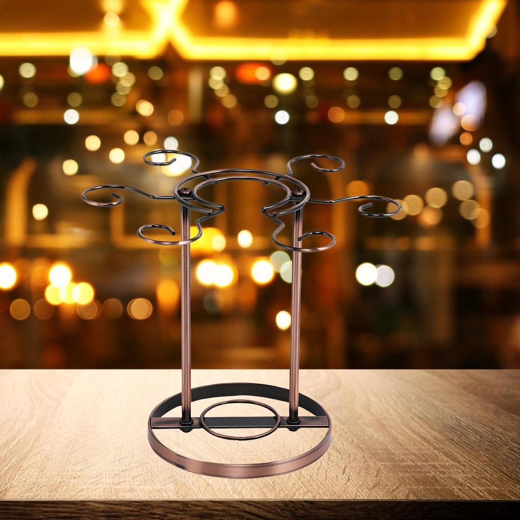 Wine Glass Holder Countertop with 6 Hooks Goblet Storage Rack for Desktop