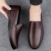 New 2024 Men Dress Shoes Genuine Leather Breathable Middle Aged Business Round Toe Wedding Footwear Male Flat