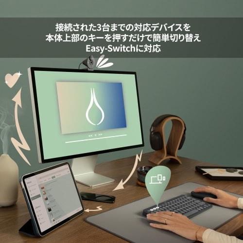 Bezdrátová klávesnice Logitech PEBBLE KEYS 2 K380sGR Tenká lehká 415 g kompaktní bezdrátová bezdrátová klávesnice Bluetooth Logi Bolt Easy-Switch Japanese Lay