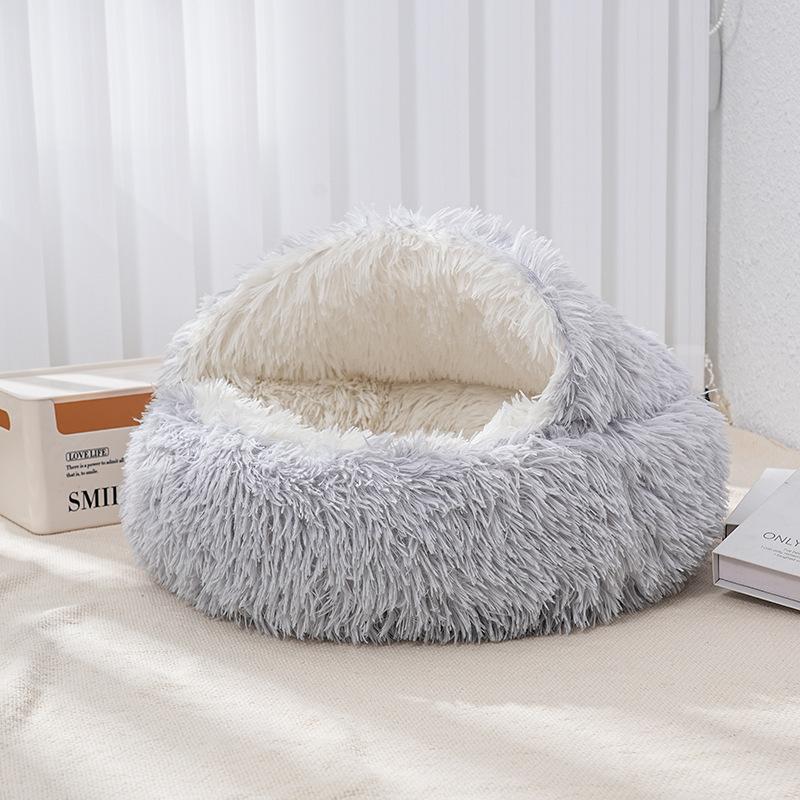Winter Warm & Comfortable Semi-Enclosed Shell-Shaped Pet Bed - for Dogs & Cats Exclusive, Cozy Enclosed Winter Nest, Made of Soft PP/Sponge