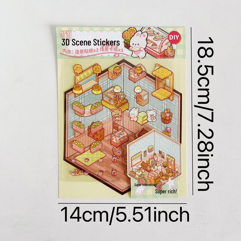 Handmade 3D Layered Children's Scenery Stickers for Bullet Journals