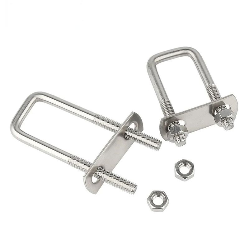 2Sets New Iron Square Clamp With Baffle Screw Pipe U-clamp Right Angle U-bolt M6 Squa Bolt