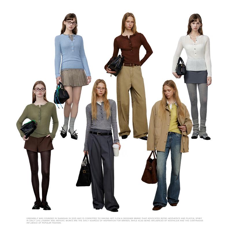 GREEN BELT Women's Premium Wool Blend Slim-Fit Knit Top