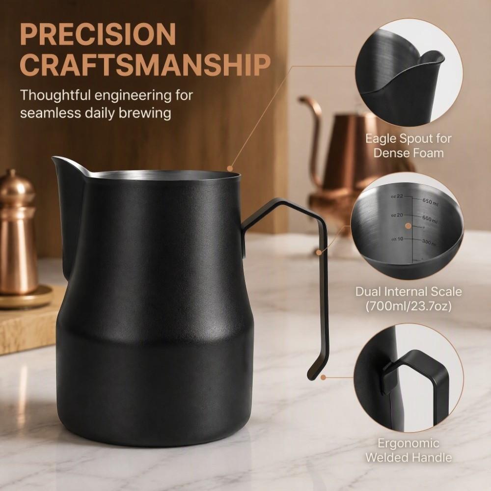 Stainless Steel Milk Frothing Pitcher Black Color Coffee Frothing Jug For Bar