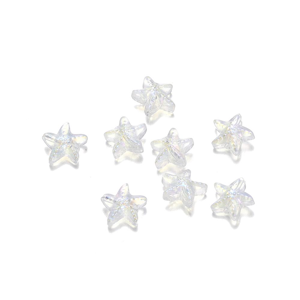 10/20Pcs/Lot 15*15.5mm Glass Starfish Shape Charm Small Loose Beads for DIY Jewelry Making Earrings Bracelet Wholesale