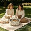 Quilted Foldable Fabric Basket Dual Handles Laundry Basket With Handles  Home Organization