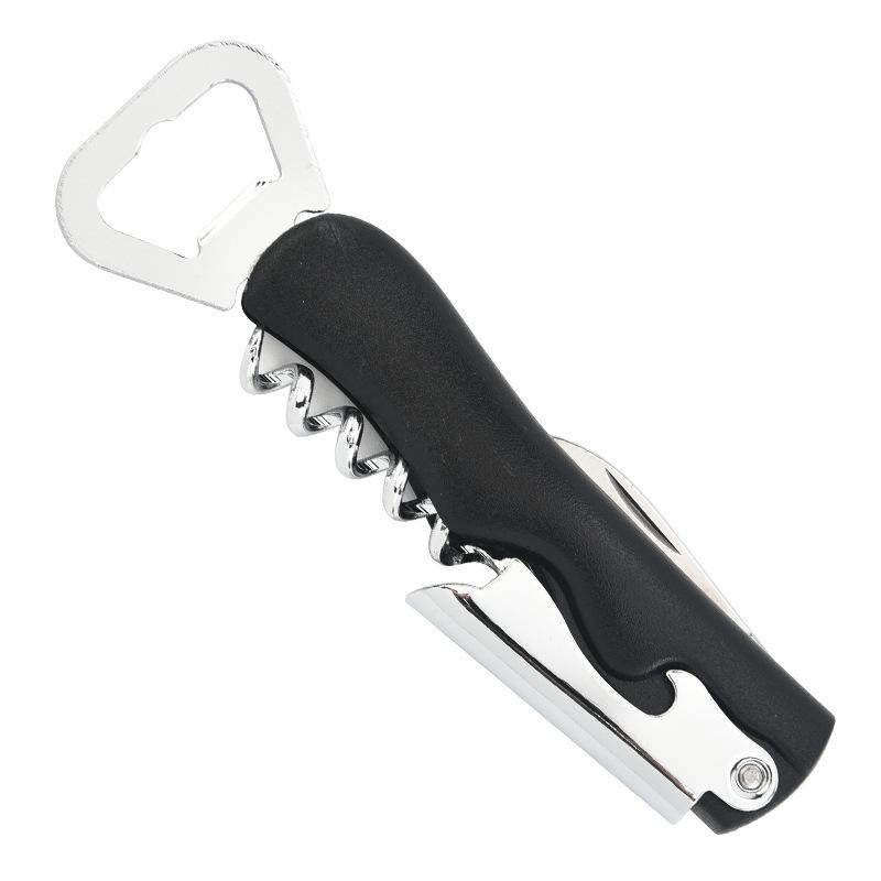 Plastic stainless steel multi-functional wine and beer bottle opener Black Style