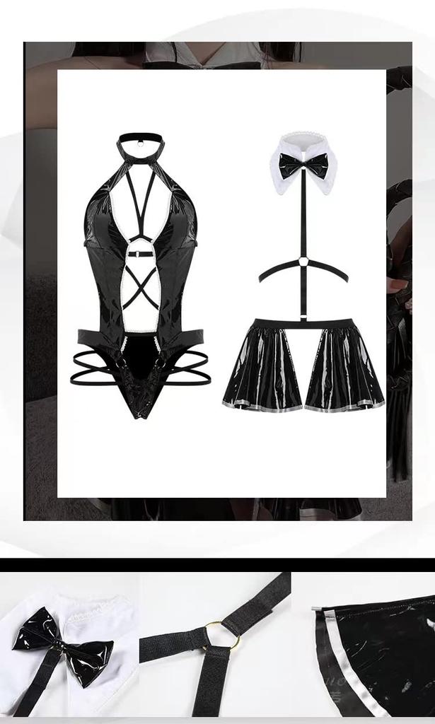 Halloween Reverse Bunny Sexy Bunny Girl Erotic Training Cute Cute Temptation Extreme Little Devil Leotard High Leg PU Leather Moe Underwear Bunny Maid