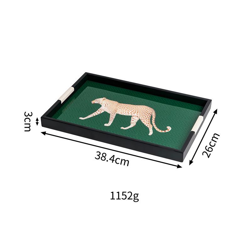 

Light Luxury Iron Leopard Acrylic Tray,romatherapy decoration tray, high-end accessory storage tray світло-сірого кольору