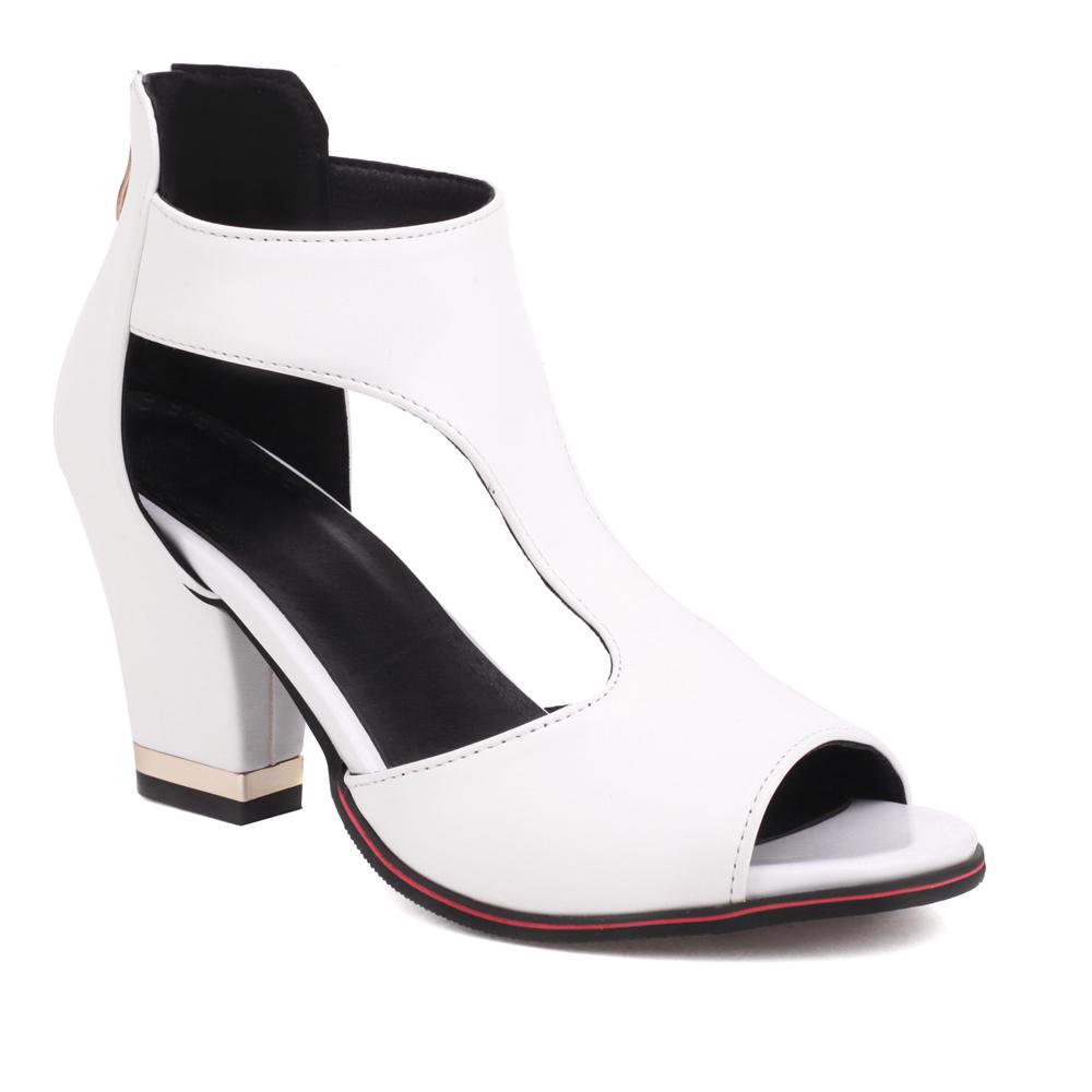 Fashion Women Square High Heels Summer T-Belt Ankle-Wrap Ladies Elegant Sandals Back Zipper Fish Mouth Party Sandalias Female Shoes