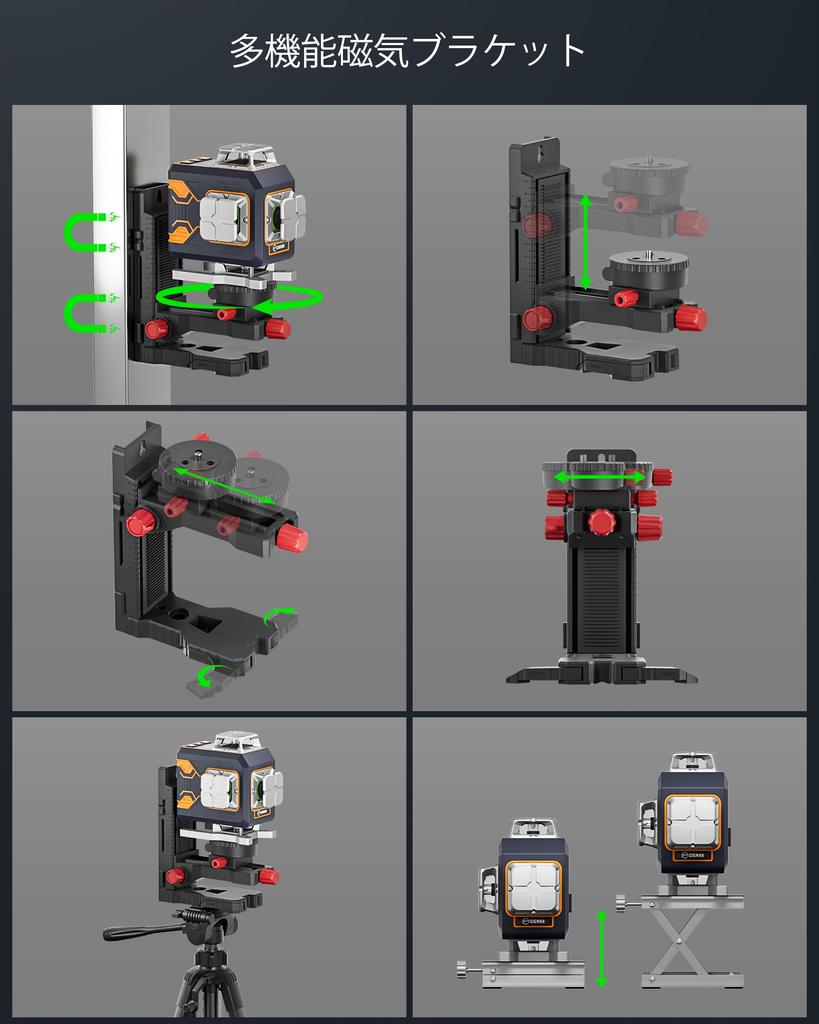 CIGMAN 4D Laser Level with Remote Control and LCD Laser Up To 52 Hours of Suitable for Hanging Photos and Construction CM-S02 App, Display, 4x360°