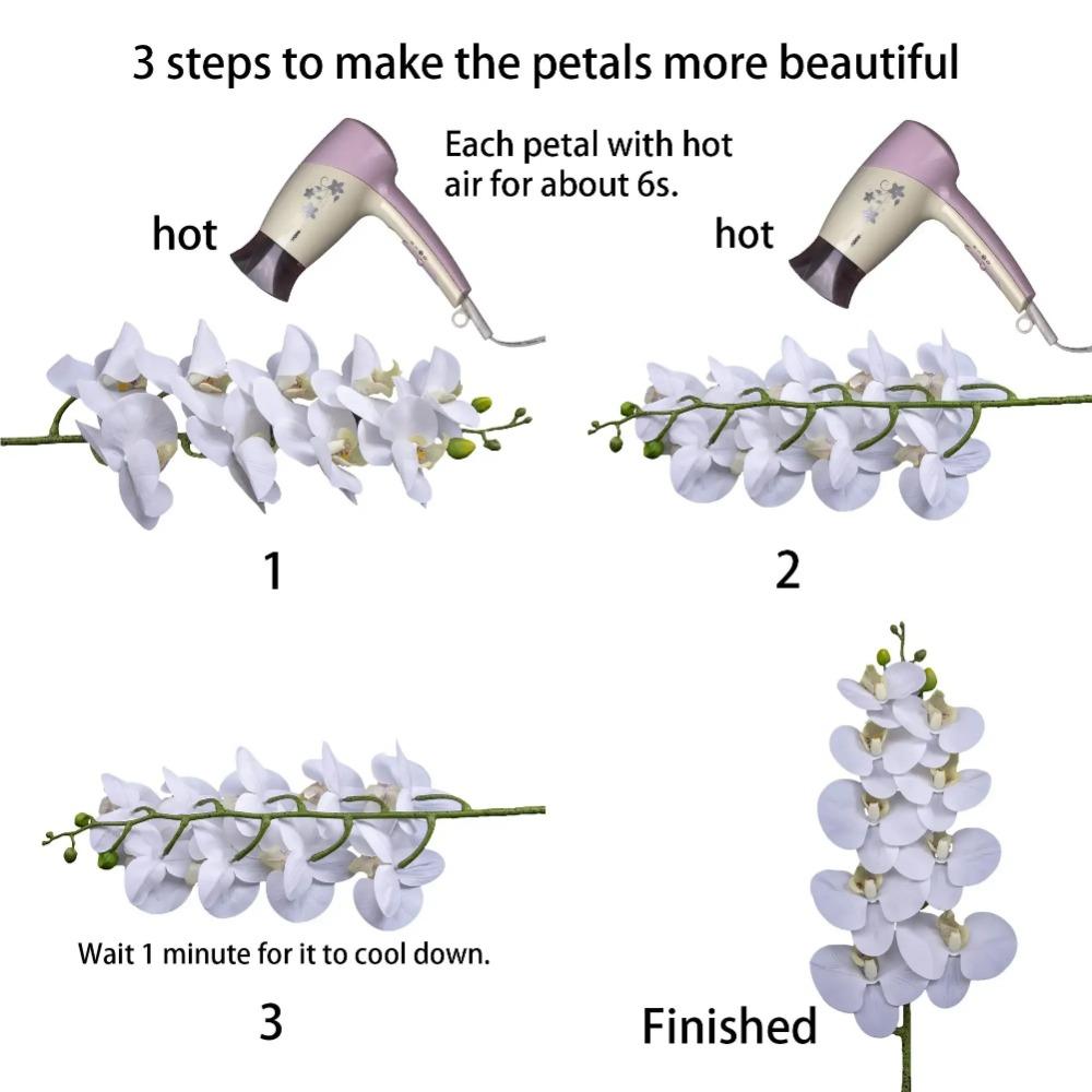 69cm Künstliche Phalaenopsis-Blütenzweige Echte Haptik Falsche Orchideenstiele für Blumengesteck Hochzeitsparty Heimdekoration