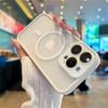 For iPhone 16 Pro Max Luxury Lens Glass Magsafe Magnetic Phone Case For iPhone 13 14 15 Plus Matte Translucent Protective Cover