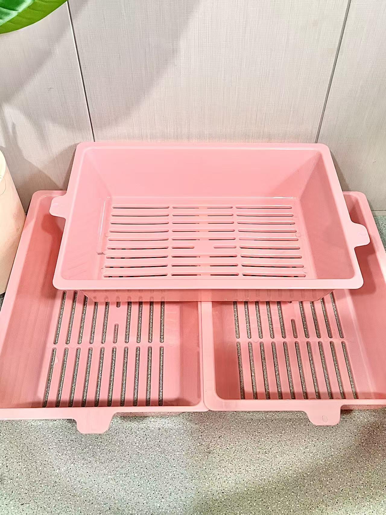

Three-in-One Semi-Enclosed Large Cat Litter Box and Tray Without Shell