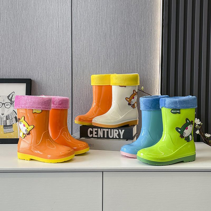 Kinder Regenstiefel Fleecegefüttert Wasserdichte Gummistiefel