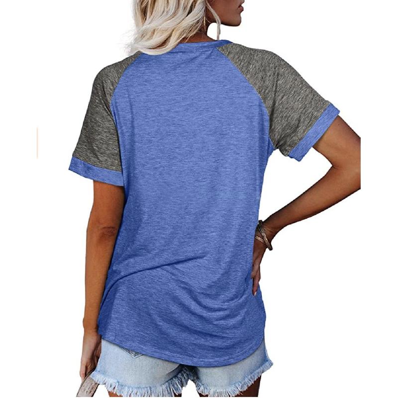 2026 Spring/Summer New Round Neck Color Block Short Sleeve Women's T-Shirt Top