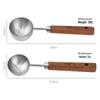 304 Stainless Steel Measuring Spoons with Walnut Handle and Scale - For Coffee, Baking, and Milk Powder