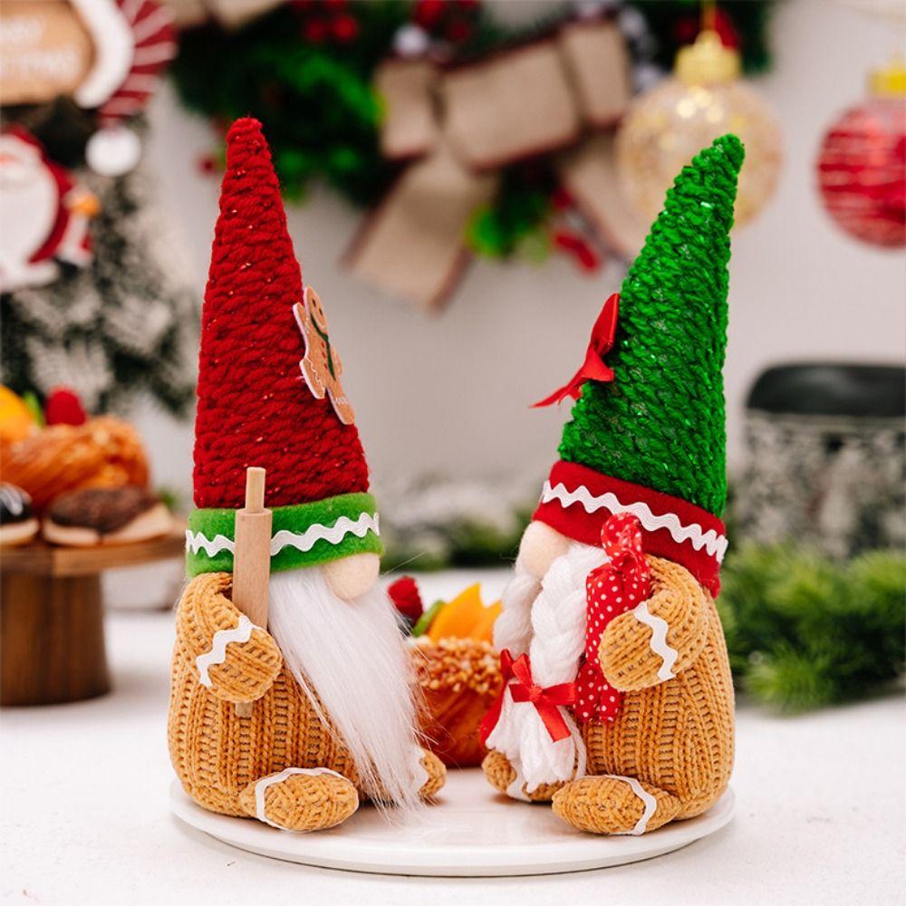 Long Hair/Long Beard Gingerbread Dwarf Dolls Rolling Pin Winter Gnomes Decorations  Thanksgiving