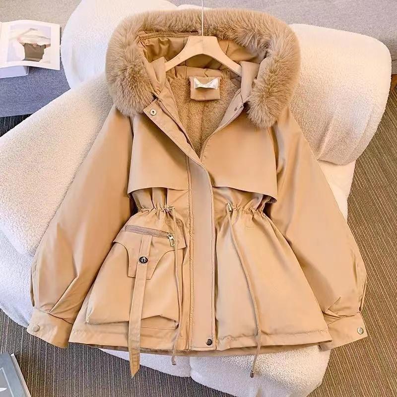 Winter Korean Fashion Warm Elastic Waist Overcoat Women Hoodie Casual Loose Thick Coat Female New Design Aesthetic Long Sleeve Vintage