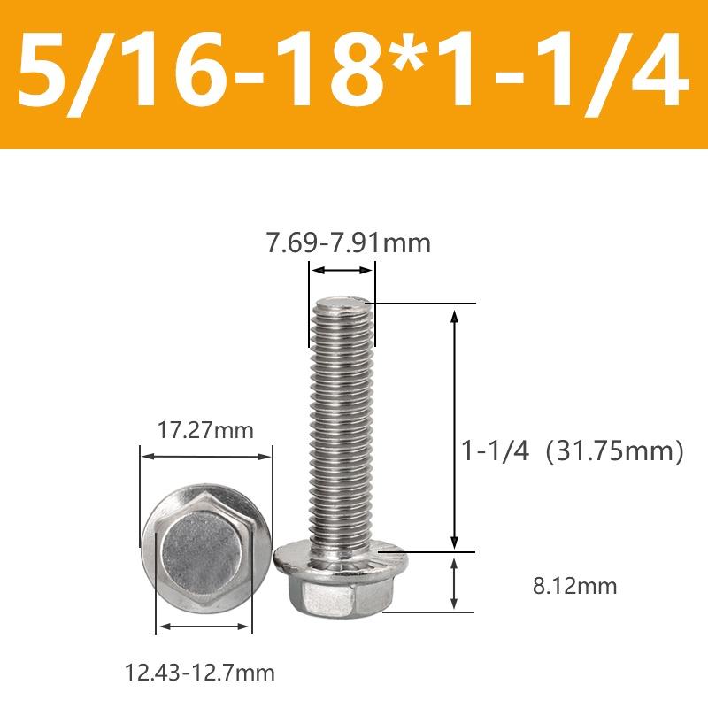 UNC 1/4-20 5/16-18 3/8-16 304 Edelstahl Sechskantkopf mit gerändeltem Flansch Kappe Schraube Sechskant Unterlegscheibenkopf Schraube