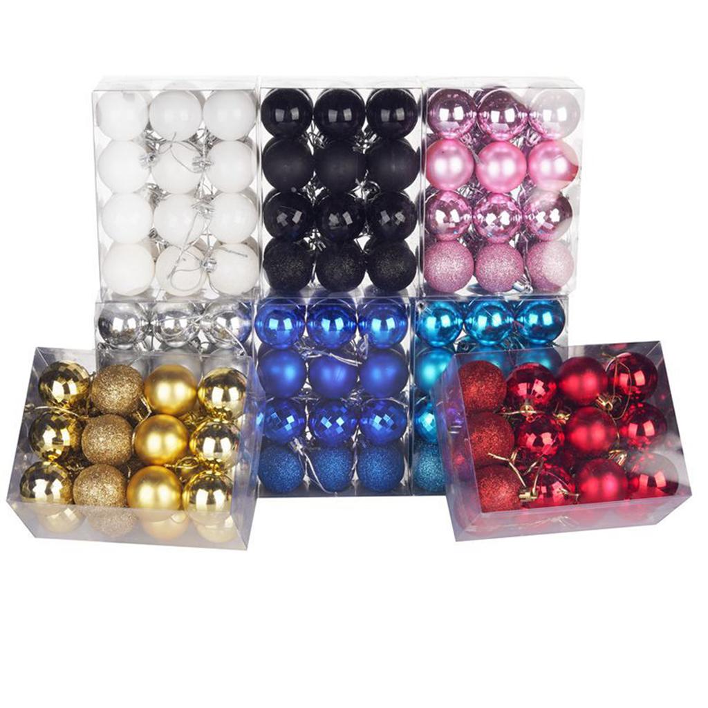 24PCS 4cm Christmas Balls Ornament Plastic Ball Bauble Xmas Tree Hanging Pendant Home Party 2026 Navidad New Year Decor 2026