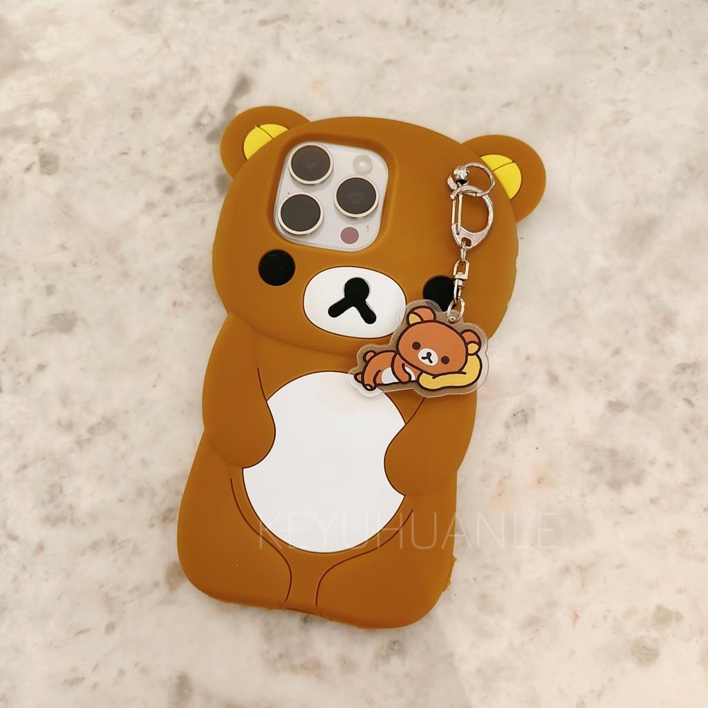 Niedliche Cartoon 3D Rilakkuma Handyhülle für iPhone 16 15 14 13 12 11 Pro X XS Max XR 6 7 8 Plus Weiche Silikonhülle