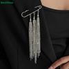 Metal Tassel Safety Pin Brooch, Long Chain Dangle Lapel Pin for Coat, Suit & Fashion Jewelry