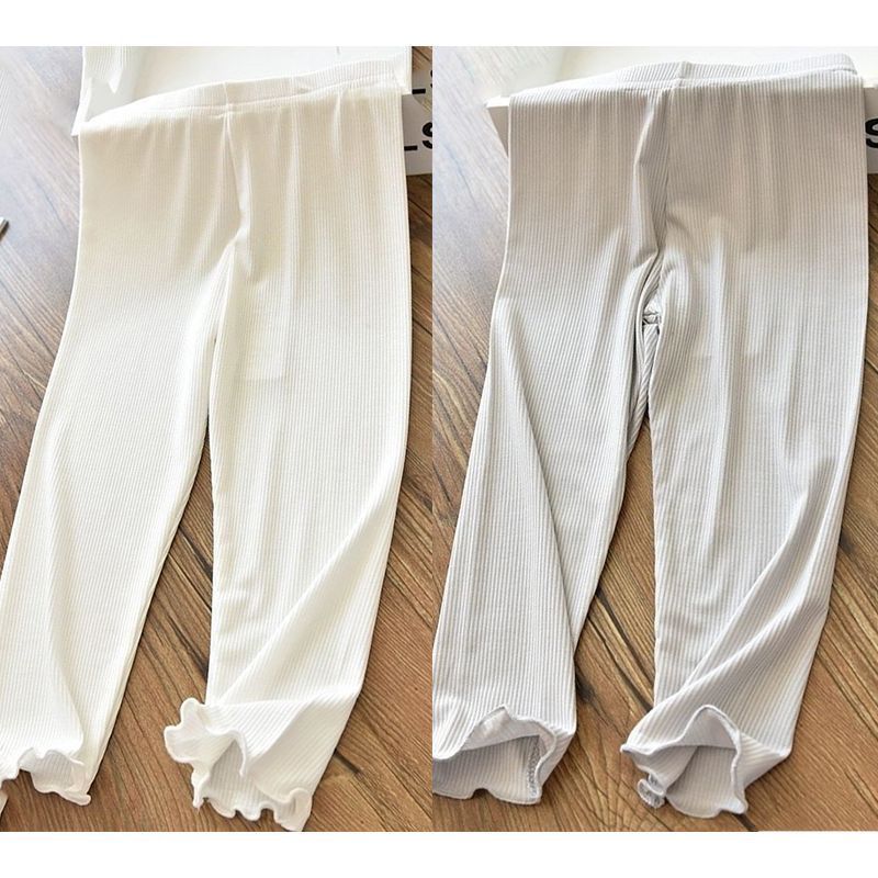 Girls' Mosquito Proof Pants with Fungus Edge Elastic Ice Silk Breathable Slim Fit Leggings for Children and Babies, Thin Pants for Summer