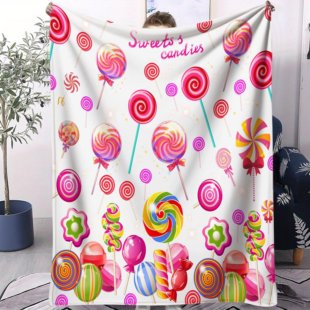 Popular Lollipop Printed Pattern Blanket Soft And Comfortable Small Cover Blanket Suitable For Cars Dormitories Offices Sofa Nap