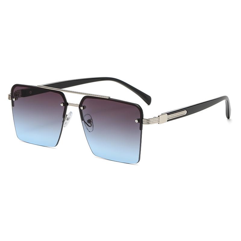 New Retro Metal Double-beam Gradient Sunglasses Driving Driving Sunshade Half-frame Sunglasses
