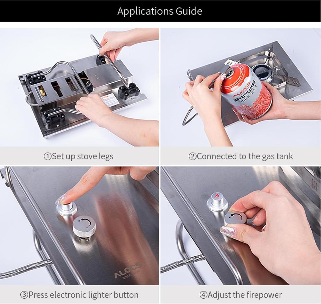 Portable Camping Stove with Adjustable Burners, Foldable Gas Stove for Hiking, Camping, Emergency Use