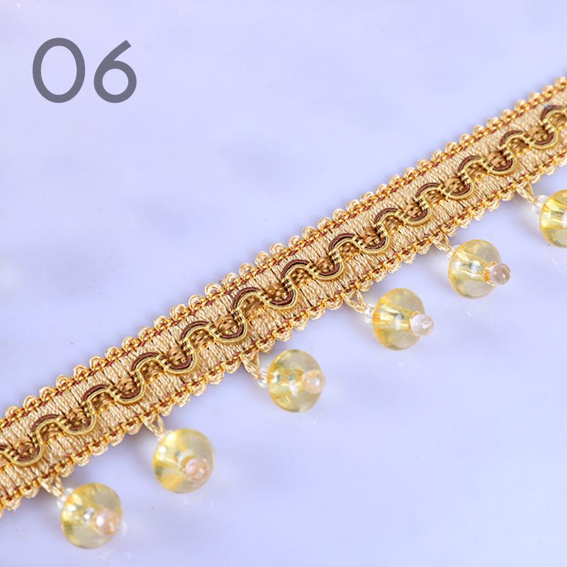 12M European Style Crystal Pumpkin Bead Curtain Fringe Trimming Upholstery DIY Curtain Lace Trim Tassel Sewing Decor Accessories